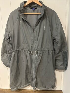 JoyLab Lightweight Ripstop Jacket Gray Size Large Hooded Zip Front Women's